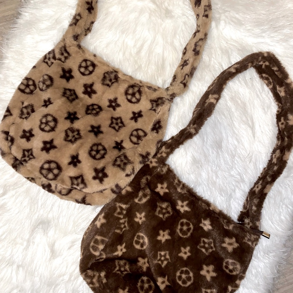 Brown/Tan Monolux Shoulder Bag